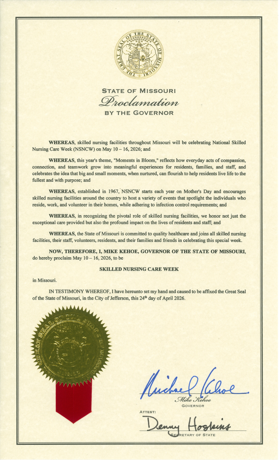 Skilled Nursing Care Proclamation